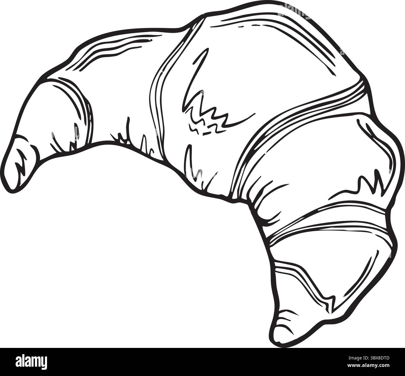 Croissant Outline . Lebensmittel Vektor Kunst Klassische Französische Gebäckform. Bäckerei Symbol Stock Vektor