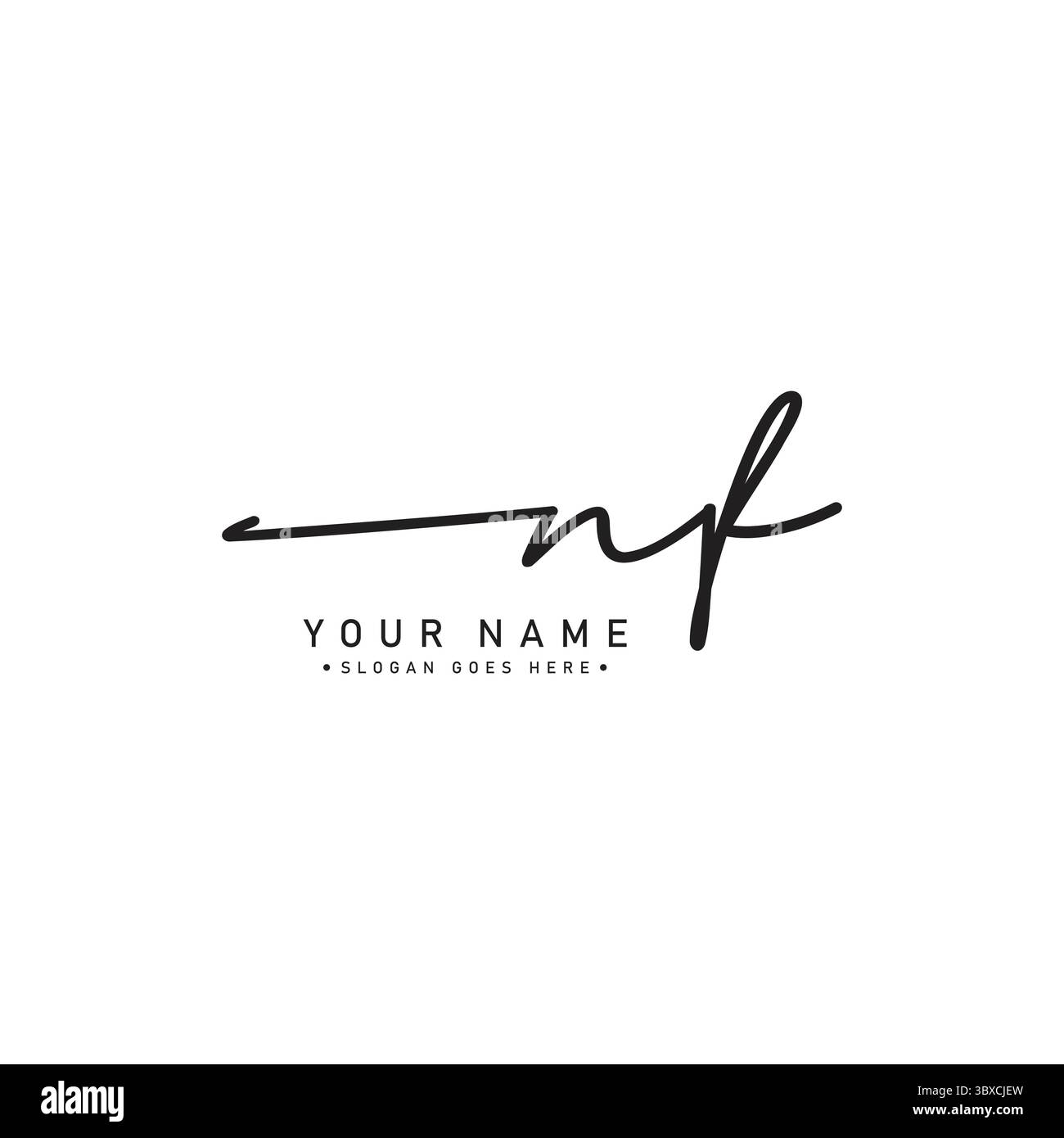 Initial Signature Logo für Letter NF – Vektor-Logo-Vorlage im handschriftlichen Signature Style Stock Vektor