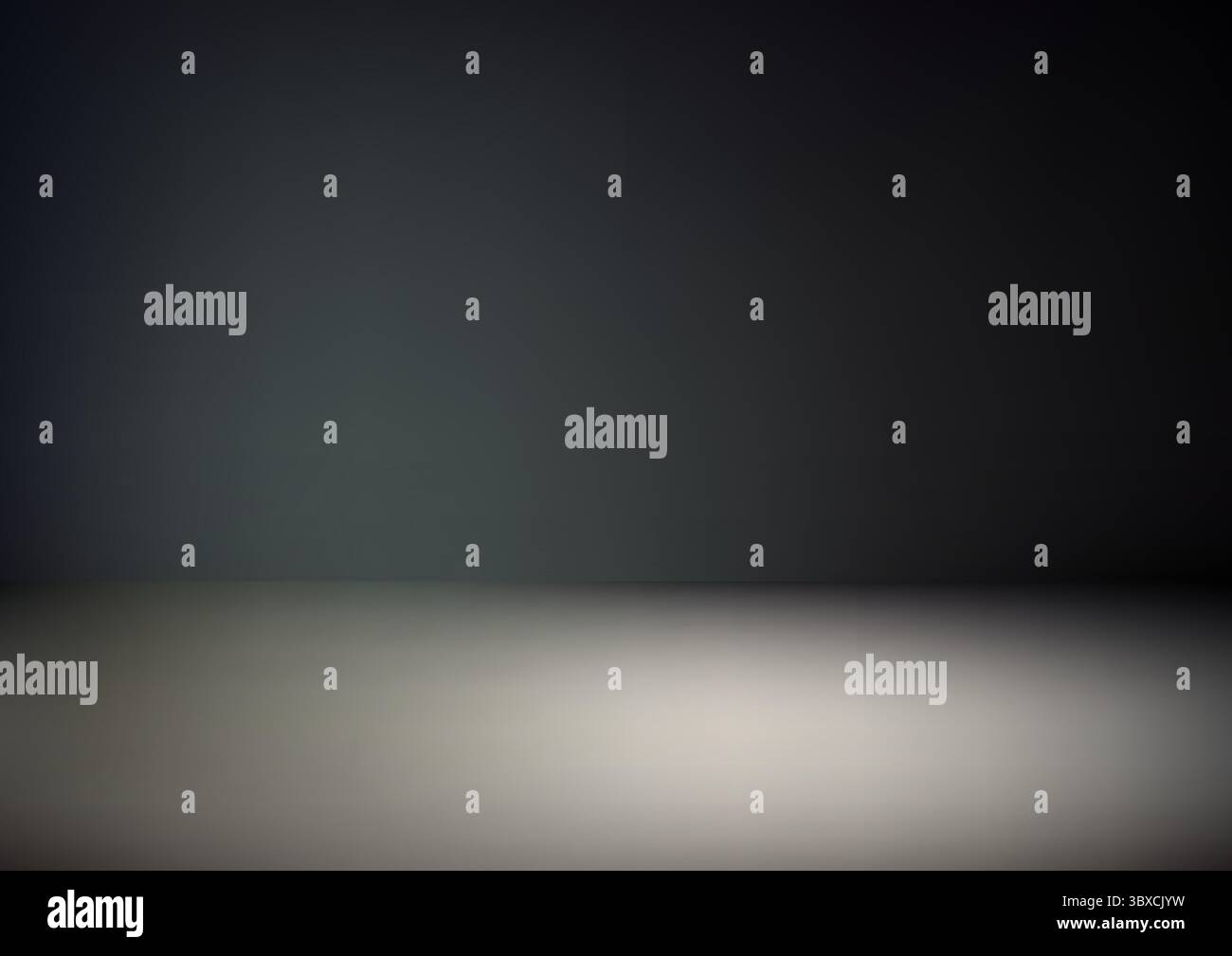 Ein minimalistischer Raum mit einem dramatischen Scheinwerfer auf einem hellgrauen Boden unter einer dunkelgrauen Wand. Perfekt für Produktpräsentationen, Innenarchitektur-Mockups oder Stock Vektor