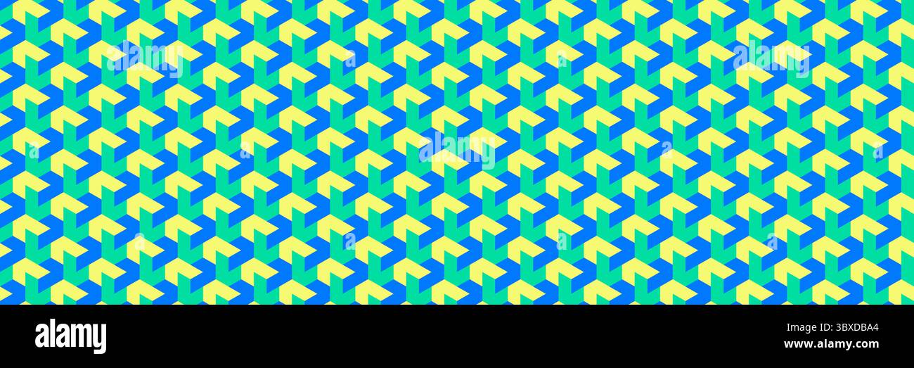 Horizontales, nahtloses, farbenfrohes geometrisches Muster für Design und Hintergrund. Stock Vektor