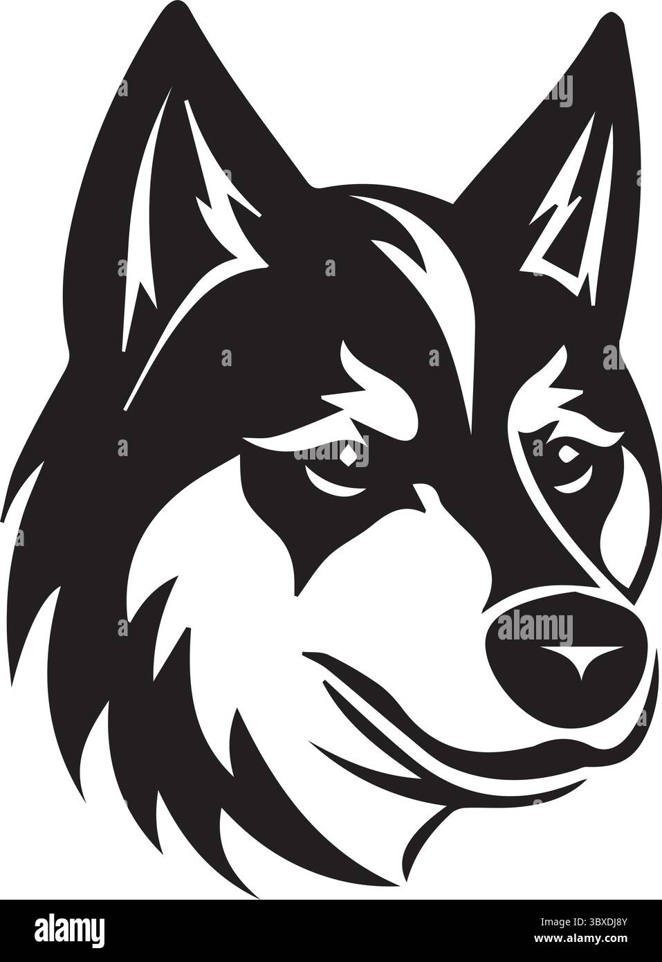 Eine Wolfslogodesign Silhouette Vektor-Kunst Illustration mit weißem Hintergrund Stock Vektor