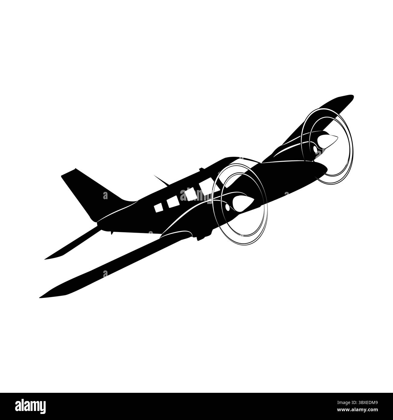 Flugzeug schwarze Silhouette Vektor Zeichnung Illustration Vol 01 Stock Vektor