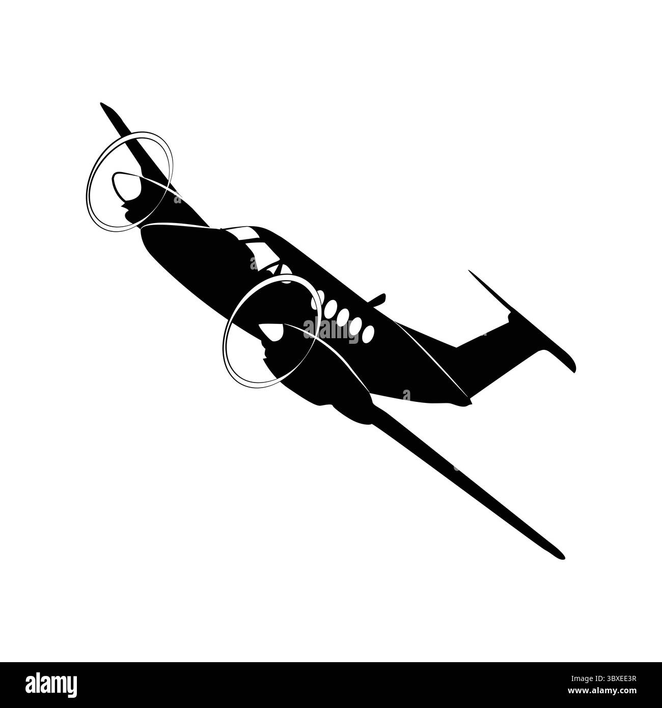 Flugzeug schwarze Silhouette Vektor Zeichnung Illustration Vol 03 Stock Vektor