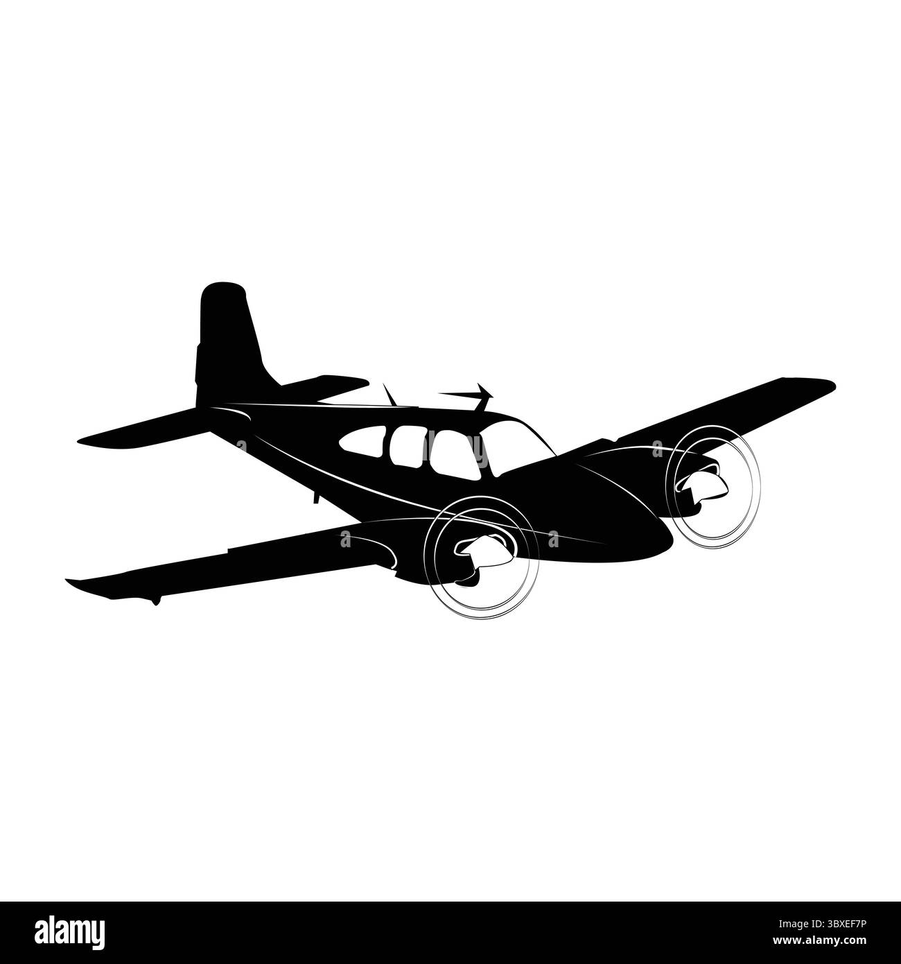 Flugzeug schwarze Silhouette Vektor Zeichnung Illustration Vol 02 Stock Vektor
