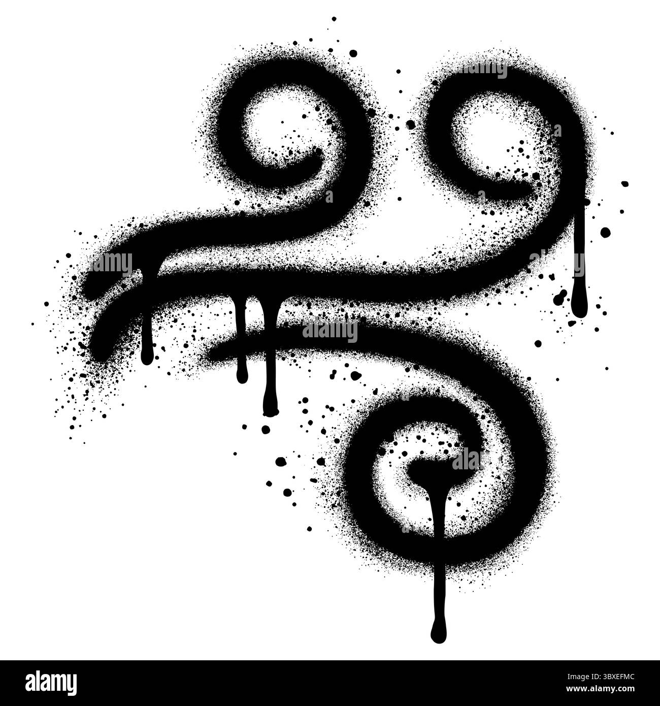 Windgraffiti mit schwarzer Sprühfarbe für Konzeptdesign. Stock Vektor
