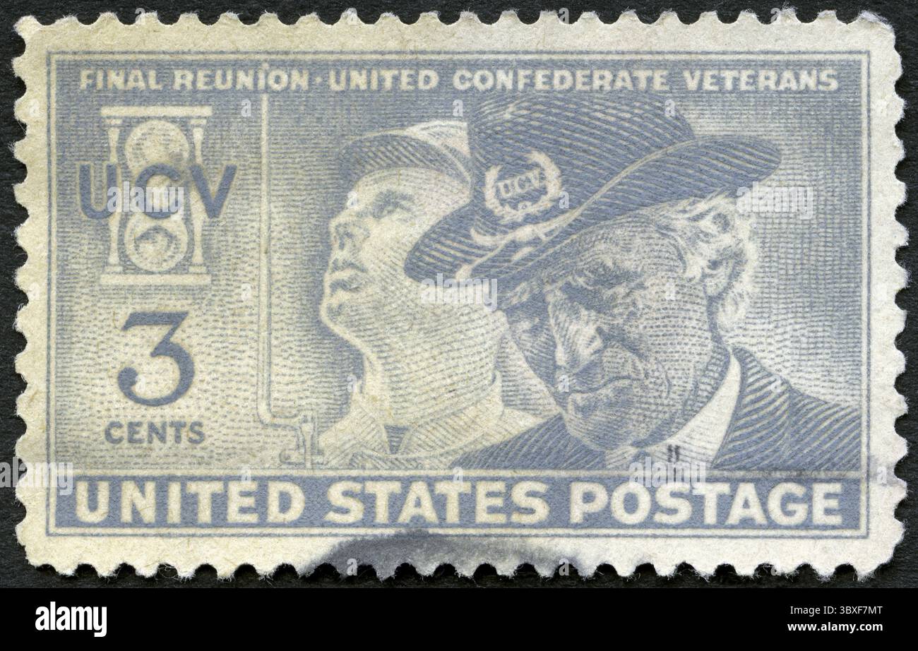 USA - CA. 1951: Ein in den USA gedruckter Stempel zeigt Confederate Soldier & United Confederate Veteran, Final Reunion of the United Confederate Veterans, cir Stockfoto