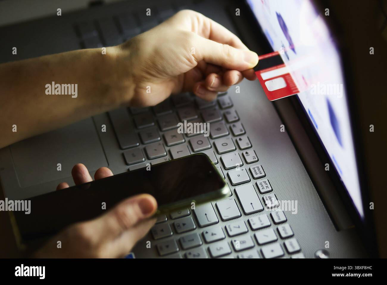 Ein humorvolles Konzept für Online-Shopping und E-Commerce Stockfoto