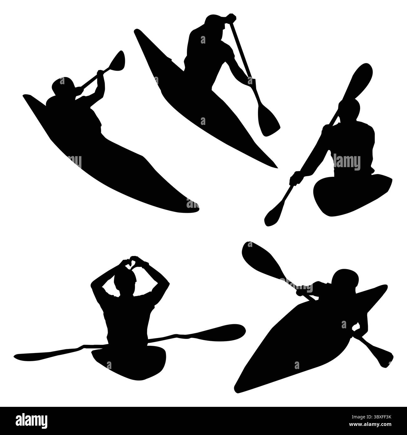 Kanu Slalom Silhouette Schwarz Hintergrundform Vol. 2 Stock Vektor