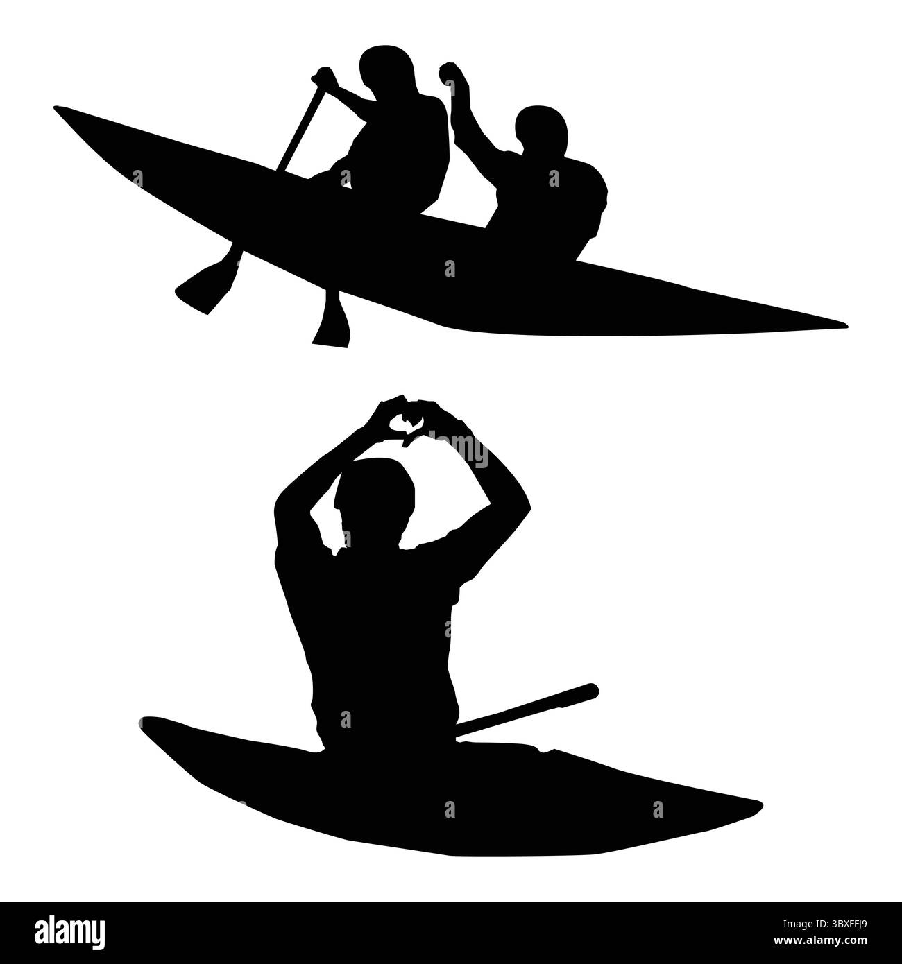 Kanu Slalom Silhouette Schwarz Hintergrundform Vol. 4 Stock Vektor