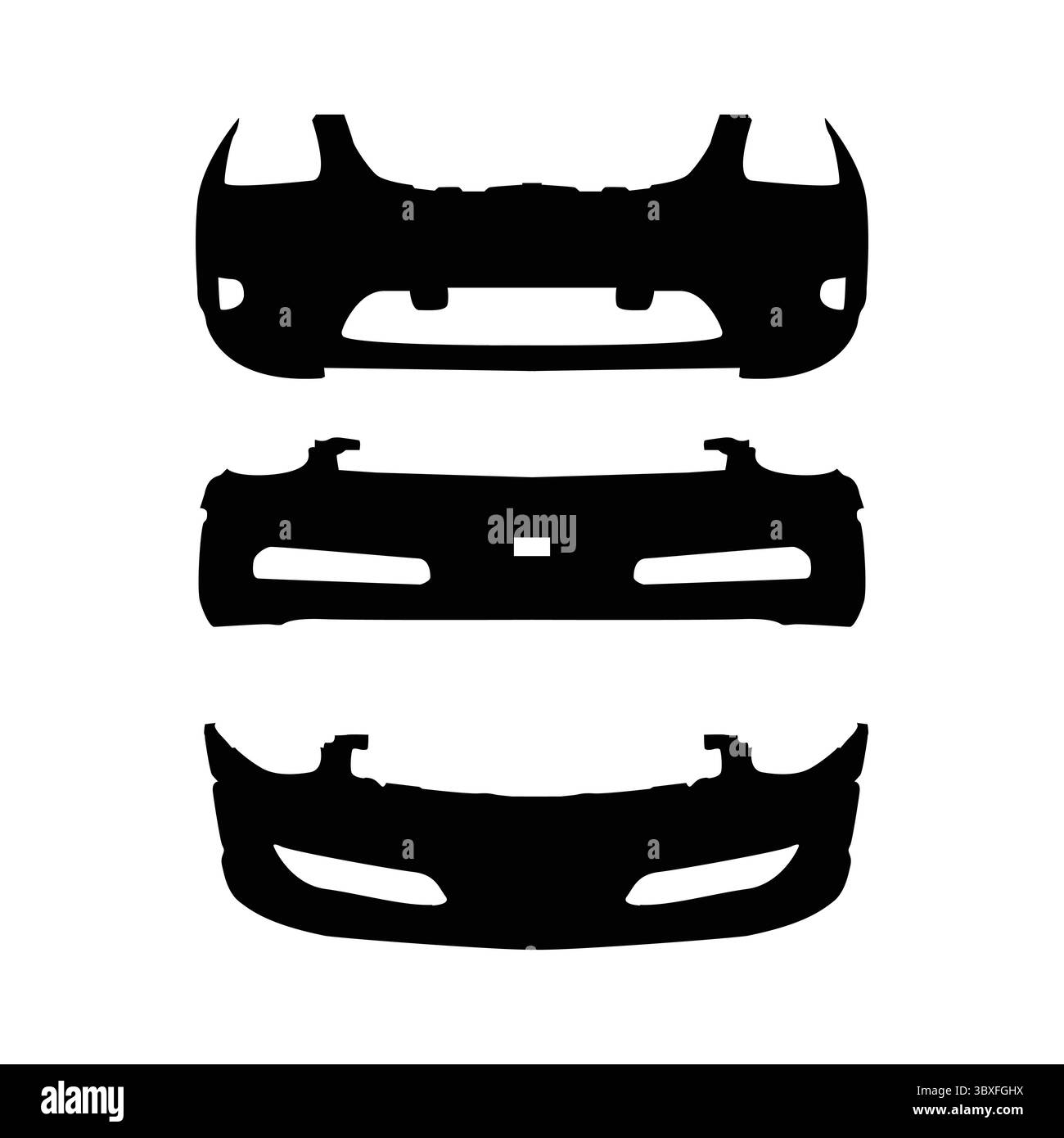 Schwarze Silhouettenabbildung des Stoßfängers auf vektorbasierter Zeichnung Vol 07 Stock Vektor