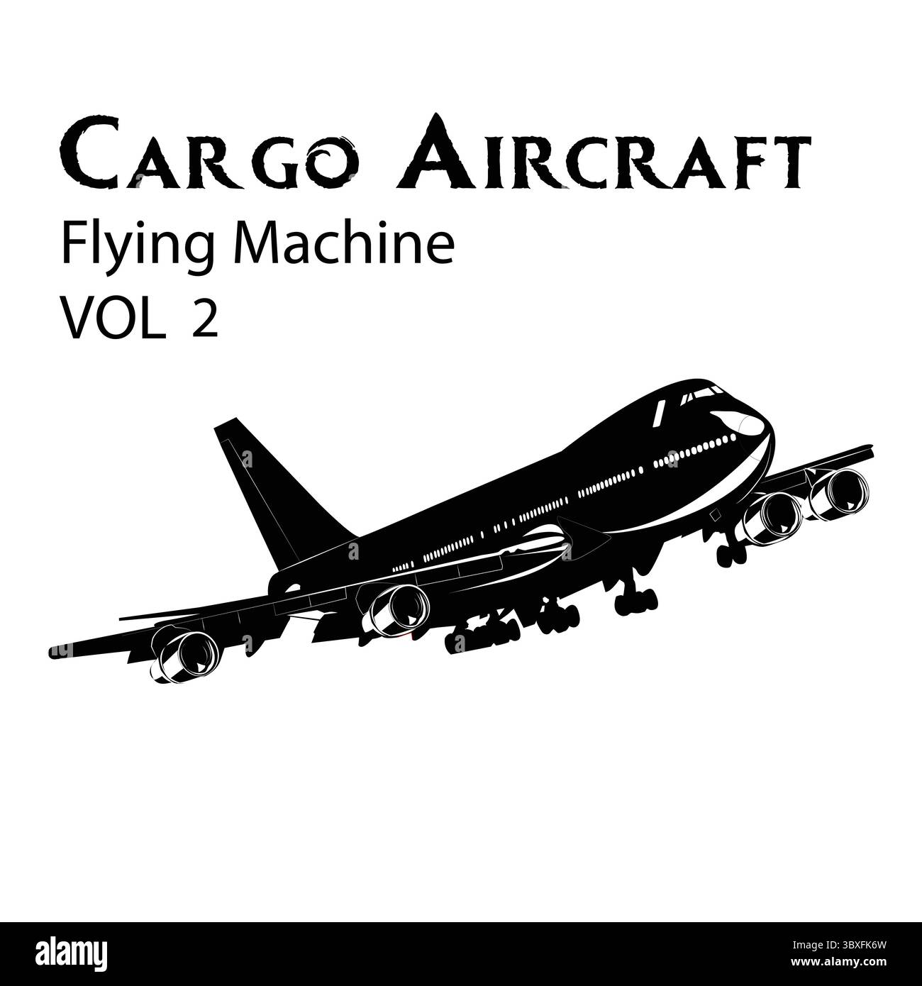 Cargo Aircraft Vol 2 Silhouette Formen Illustration vektorbasierte Zeichnung Stock Vektor