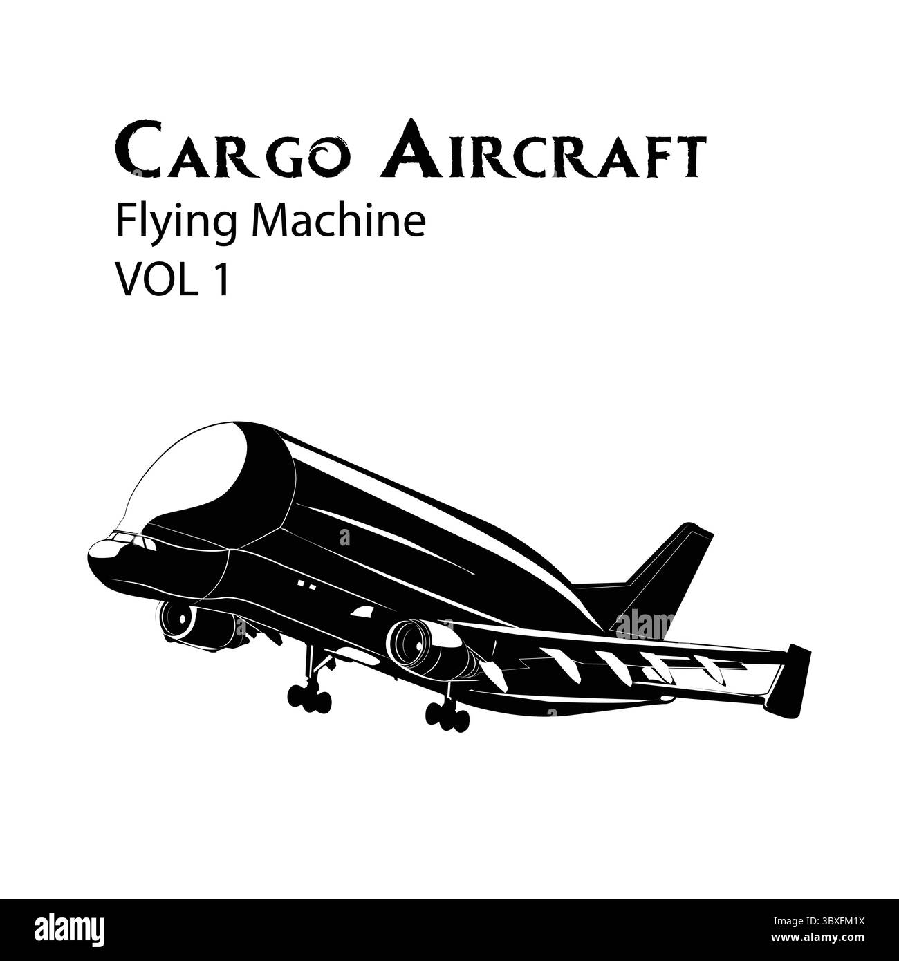 Cargo Aircraft Vol 1 Silhouette Formen Illustration vektorbasierte Zeichnung Stock Vektor