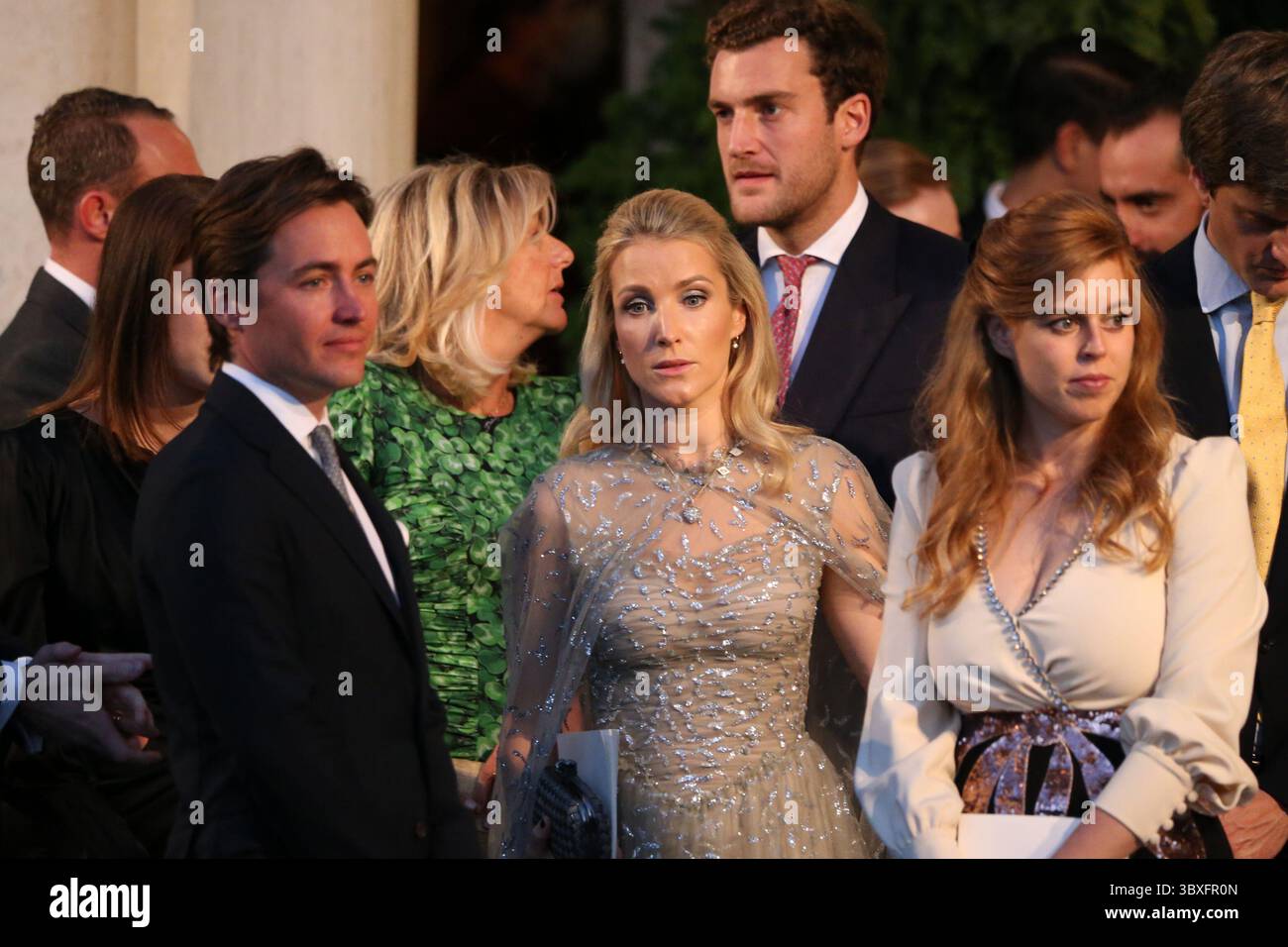 23. Oktober 2021 in Athen, Griechenland: Prinzessin Beatrice von York und Edoardo Mapelli mozzi. Hochzeit von Prinz Philippos und Nina Flohr (Foto: © Aristidis VafeiadakisZUMA Press Wire) Stockfoto