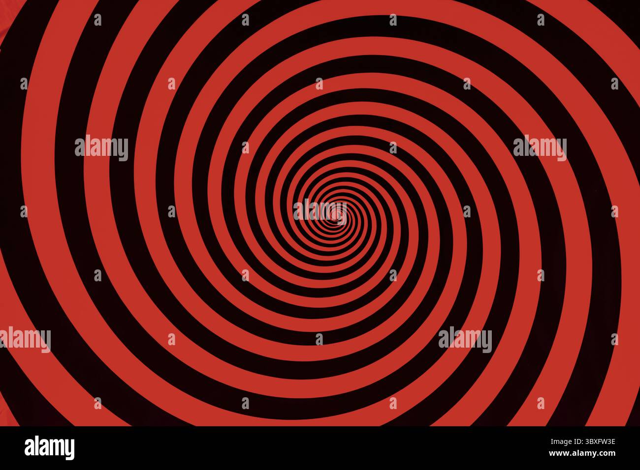 Hypnose-Visualisierung bedeutet endlose rote und schwarze Spirale Stockfoto