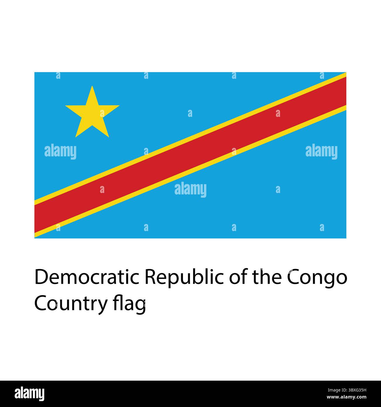 Demokratische Republik Kongo Land Flagge Handzeichnung Illustration vektorbasierte Zeichnung Stock Vektor