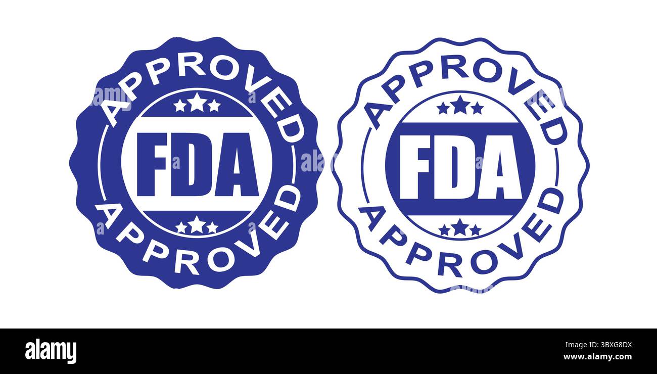 Von der FDA genehmigte Stempelsymbole für Produktzertifizierung und -Konformität Stock Vektor