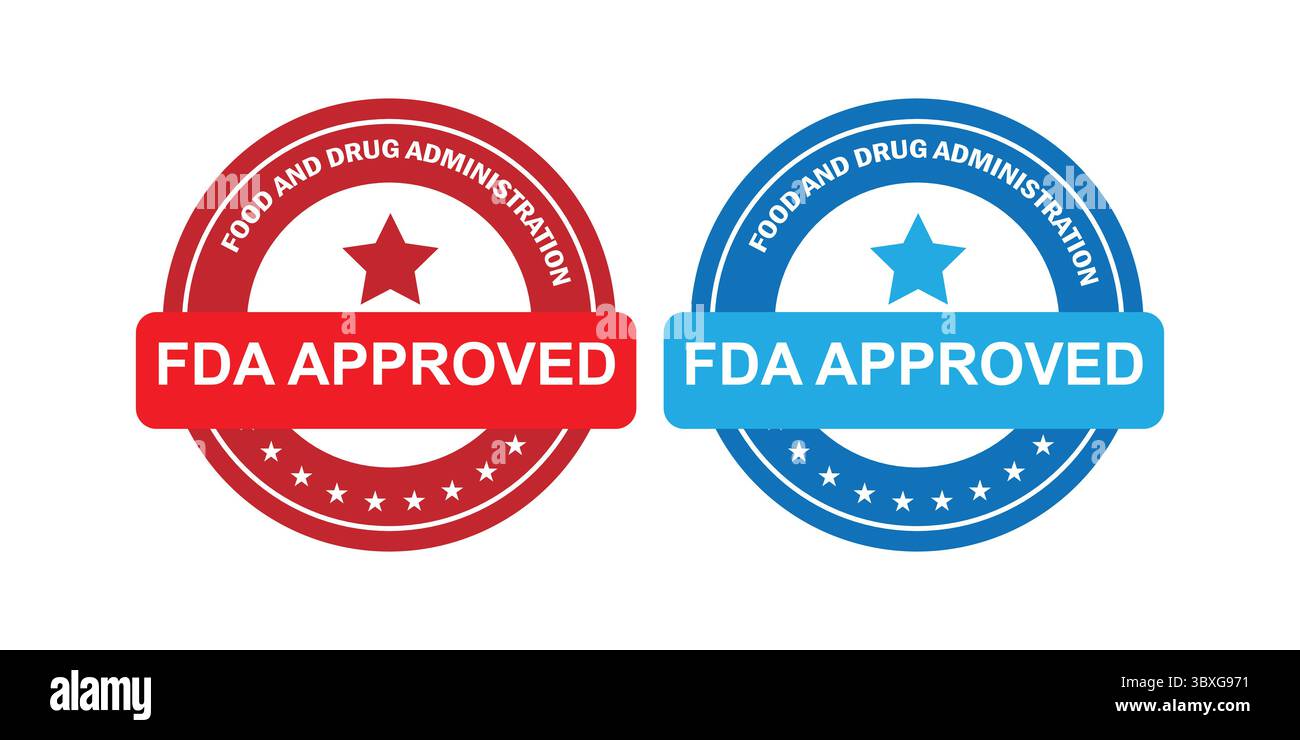 FDA-zugelassene Abzeichen für zertifizierte Produkte und medizinische Verwendung Stock Vektor