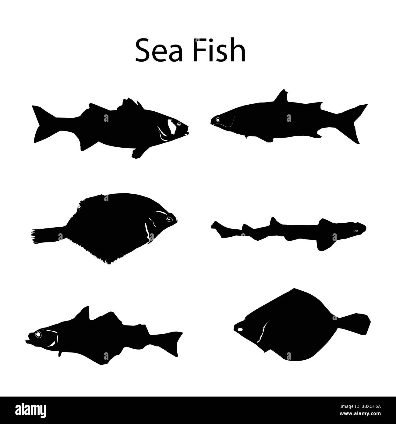 Fish Illustrations-vektorbasierte Zeichnungen und Formen Stock Vektor