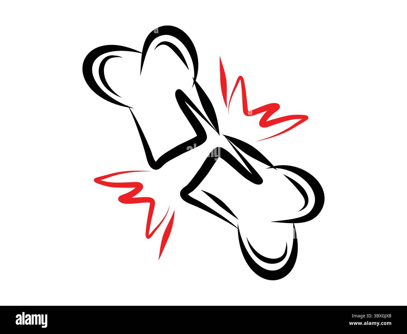 Handgezeichnete Symbole für Knochenbrüche und Frakturen im Doodle-Sketch-Stil. Editierbare Vektor-Illustration perfekt für medizinische Infografiken, orthopädische Designs, A Stock Vektor