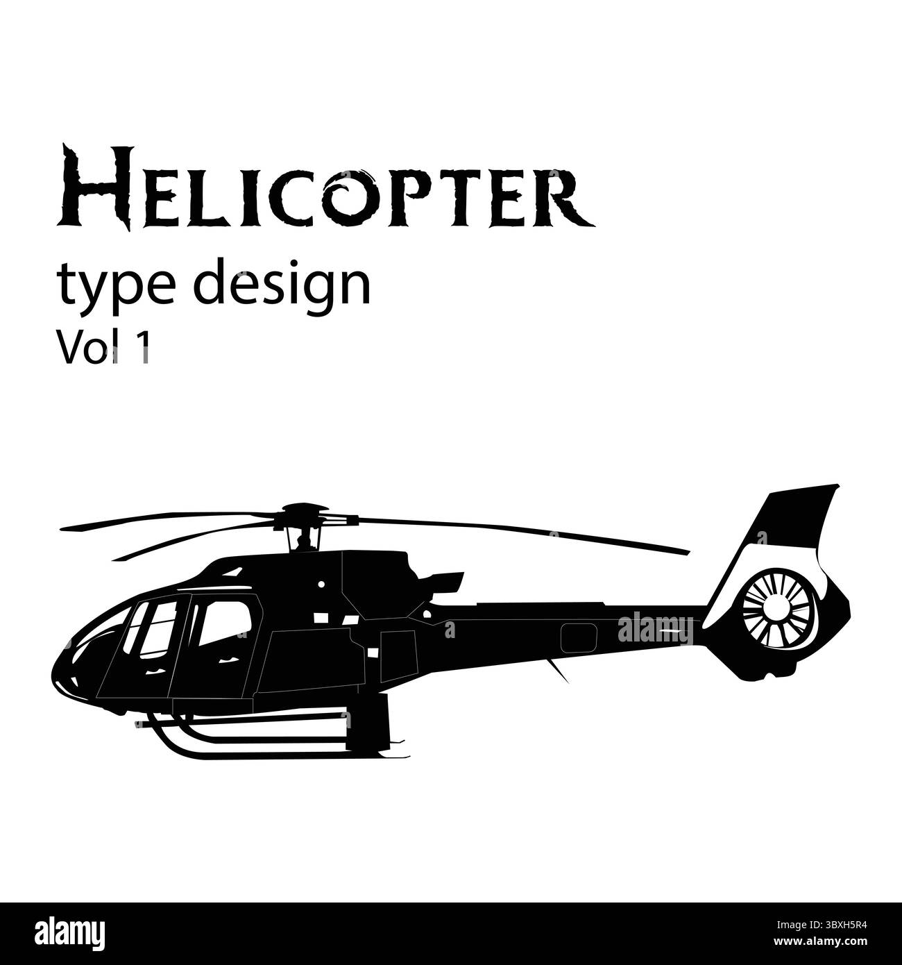 Hubschraubertyp Design Vol 1 Silhouette Formen Illustration vektorbasierte Zeichnung Stock Vektor