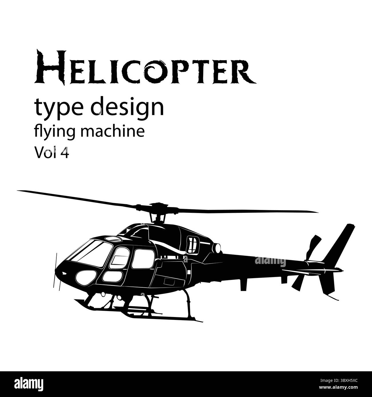 Hubschraubertyp Design Vol 4 Silhouette Formen Illustration vektorbasierte Zeichnung Stock Vektor