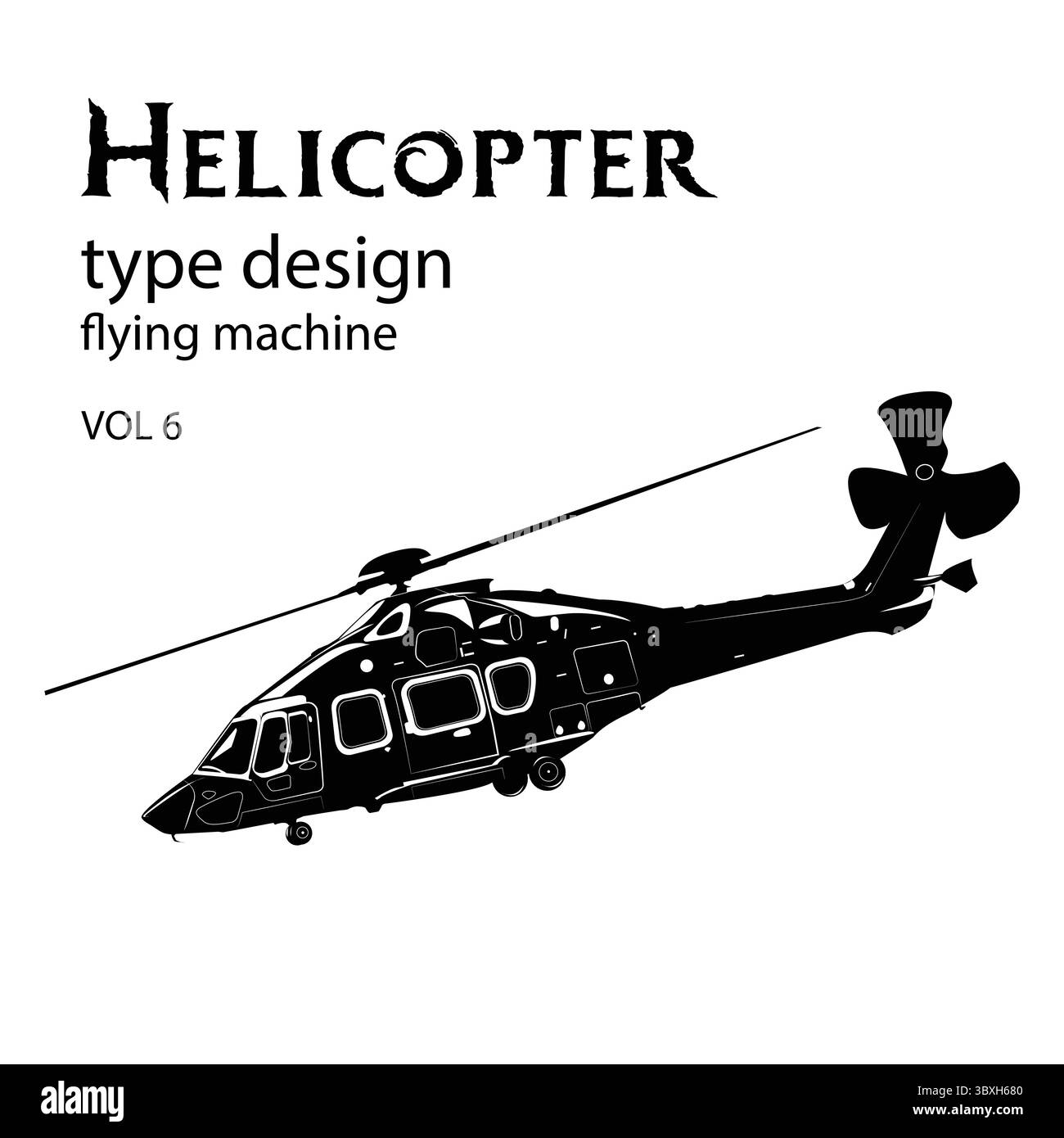 Hubschraubertyp Design Vol 6 Silhouette Formen Illustration vektorbasierte Zeichnung Stock Vektor