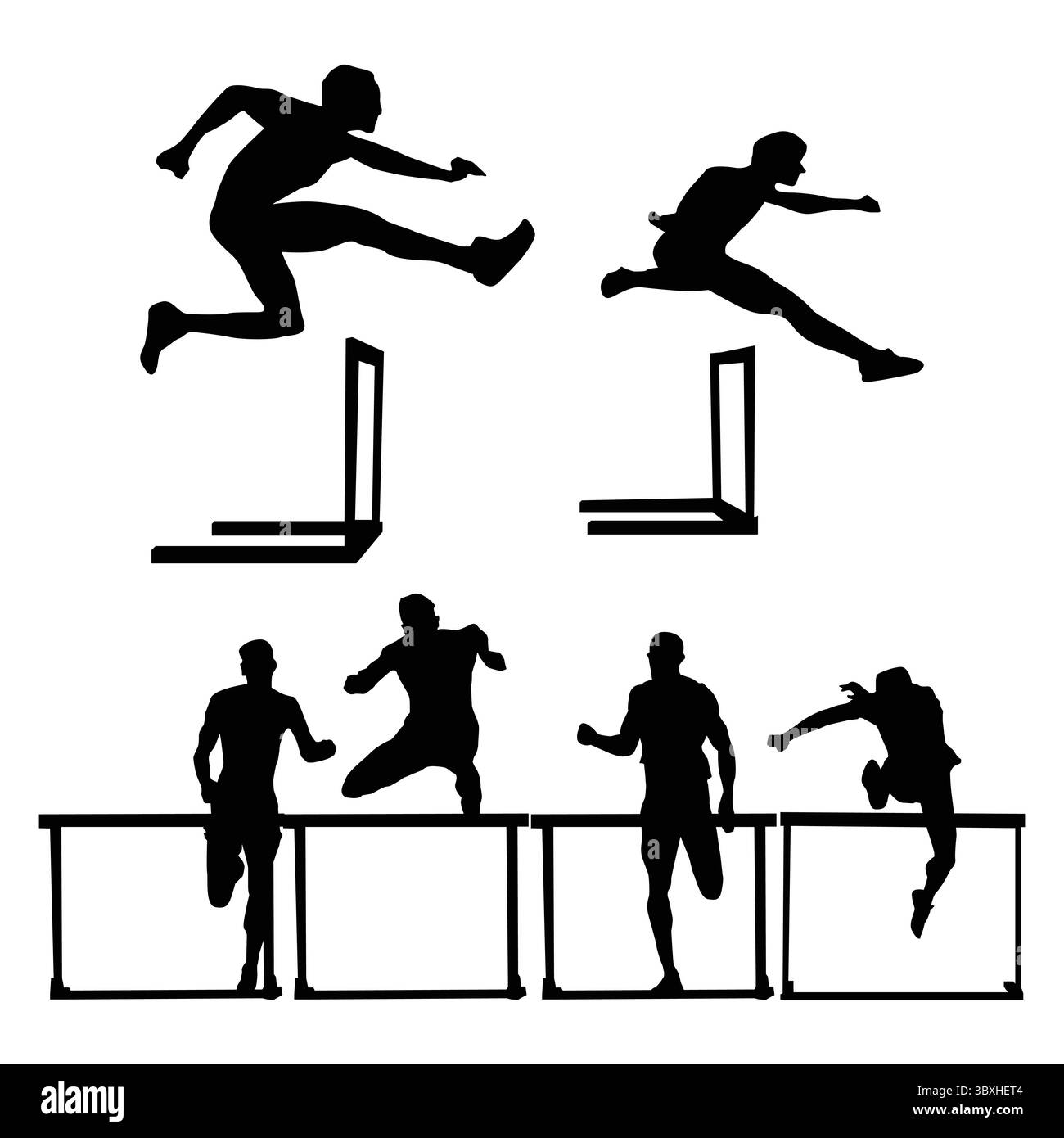 Hürden Race Sports Silhouetten zeichnen Vol. 1 Stock Vektor