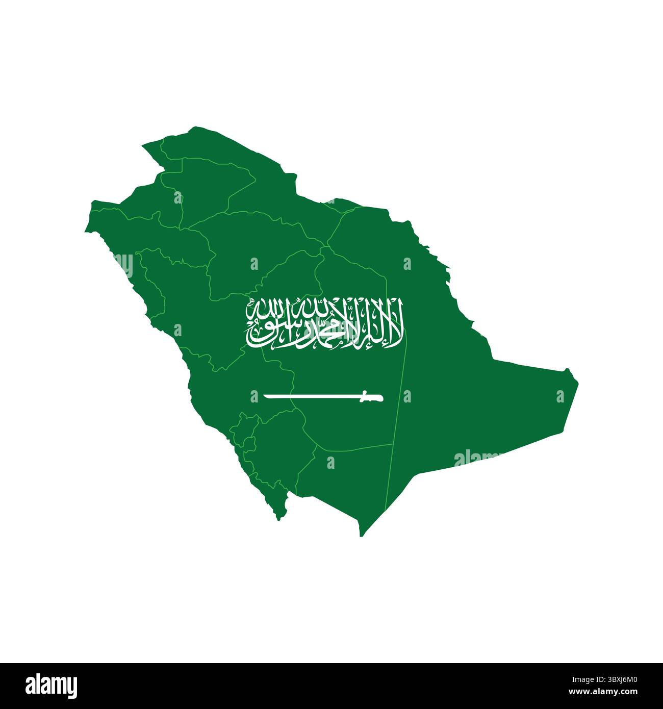 Königreich Saudi Arabien Kartenabbildung auf weißem Hintergrund Vol 01 Stock Vektor