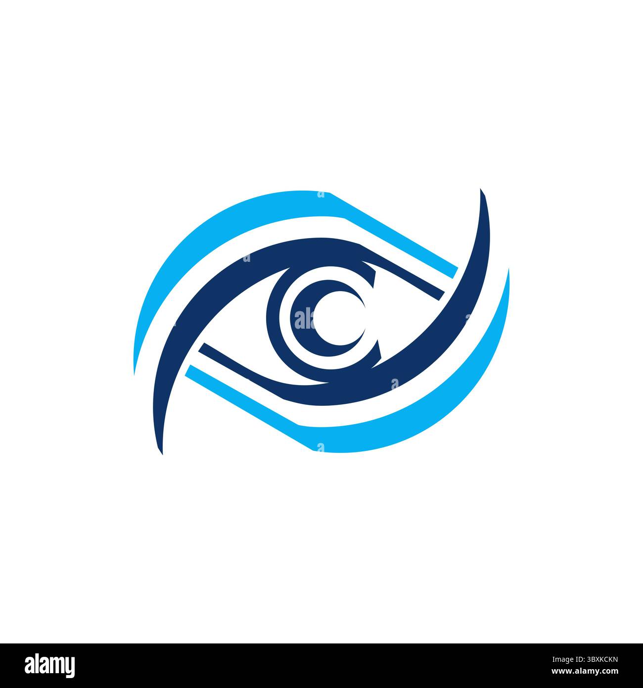 Eye Vision Care Logo, Illustration blauer Kreis optisches Symbol, Kugel Wirbelsymbol Vektor Design Stock Vektor