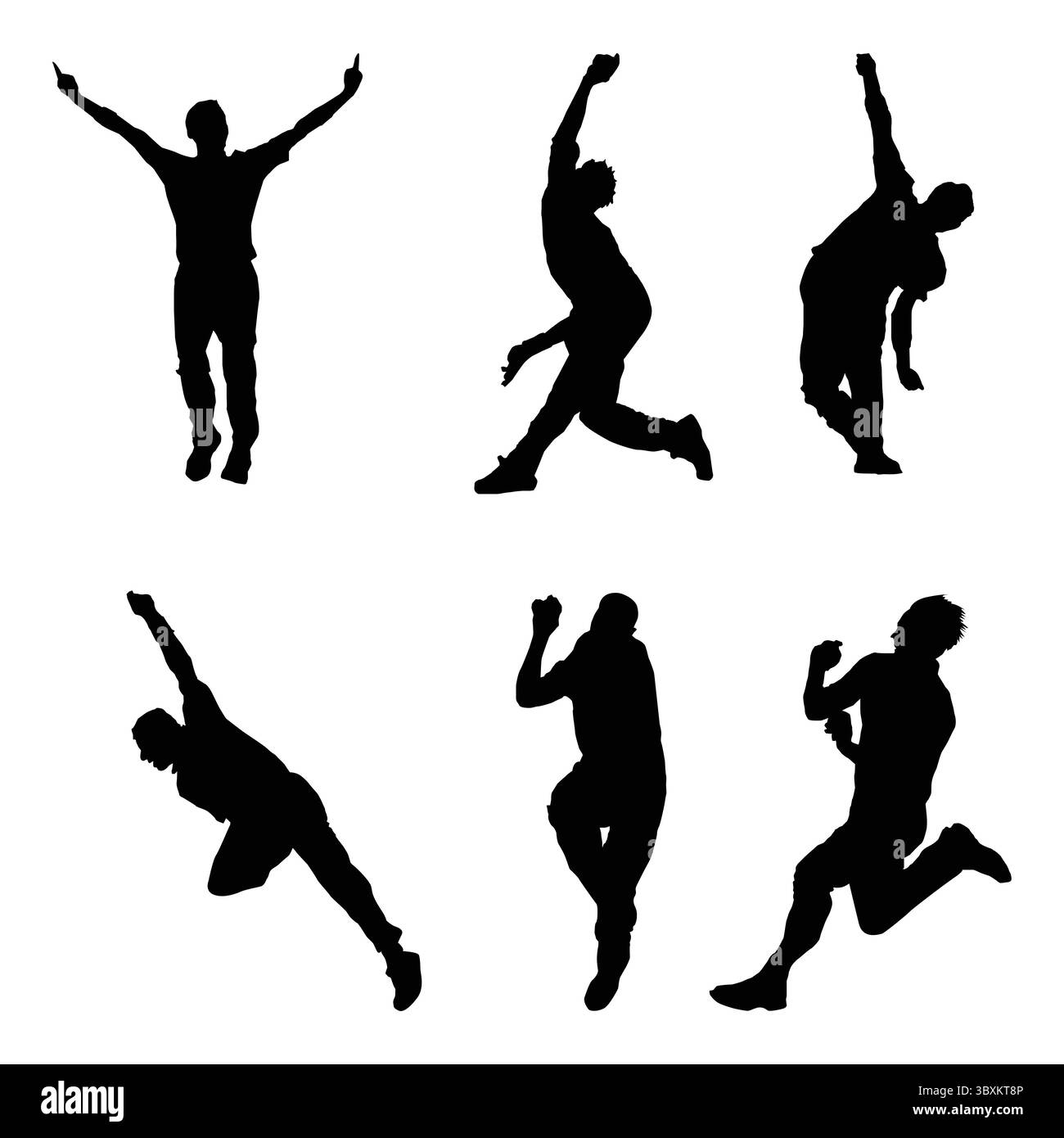 Premium Vector Black Silhouetten von Cricket Bowler-Spielern Stock Vektor