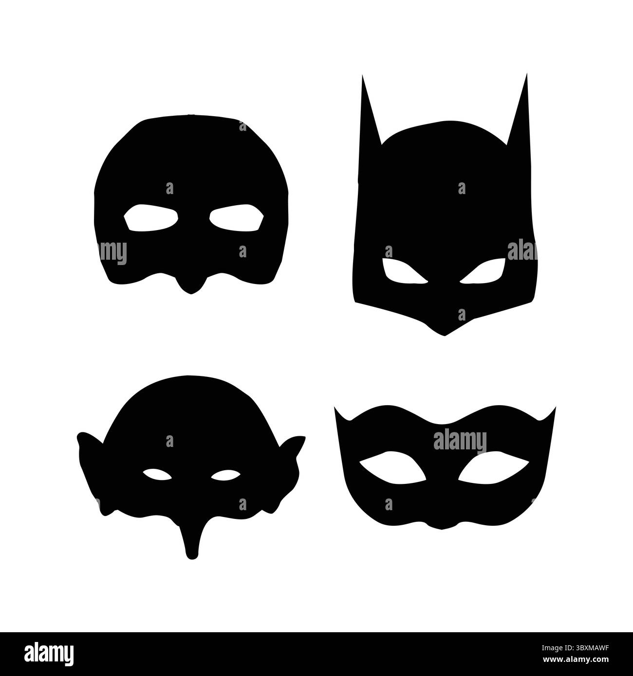 Satz der vektorbasierten Zeichnung Vol. 04 der schwarzen Maske Silhouette Illustration Stock Vektor