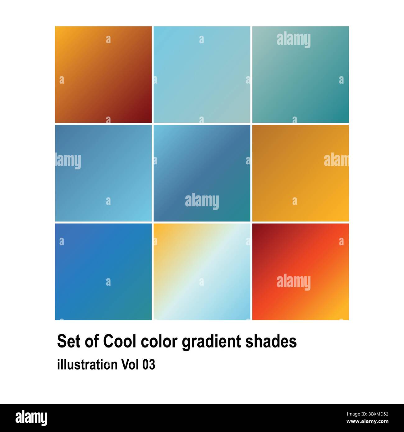 Satz kalter Farbverlaufsschattierungen, Illustration Vol 03 Stock Vektor