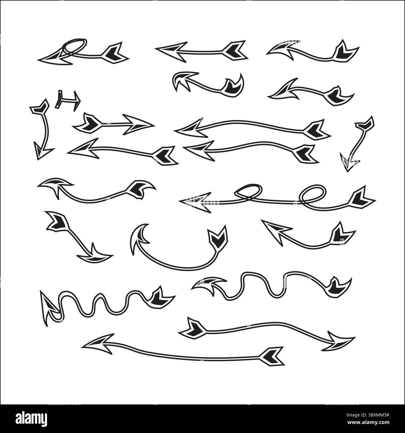 Satz von Hand gezeichneten Vektorpfeilen Kritzelform Vektor Stock Vektor