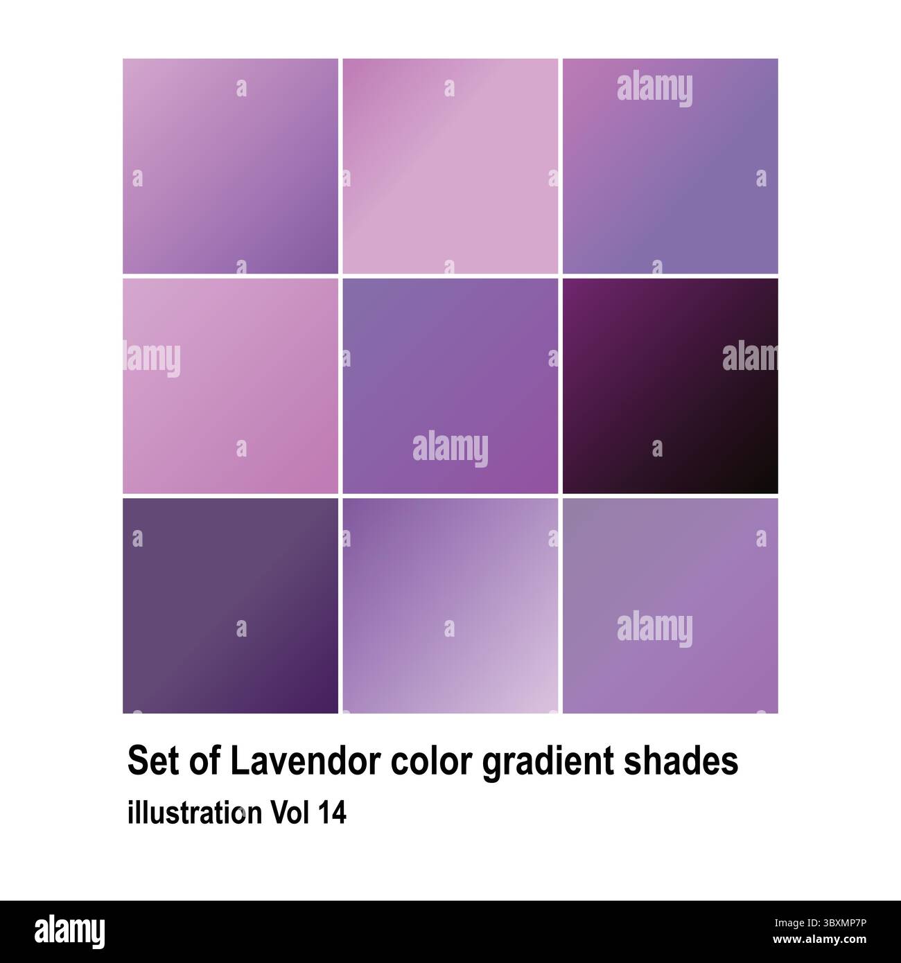 Satz von Farbverlaufsschattierungen mit Lavendel, Illustration Vol. 14 Stock Vektor