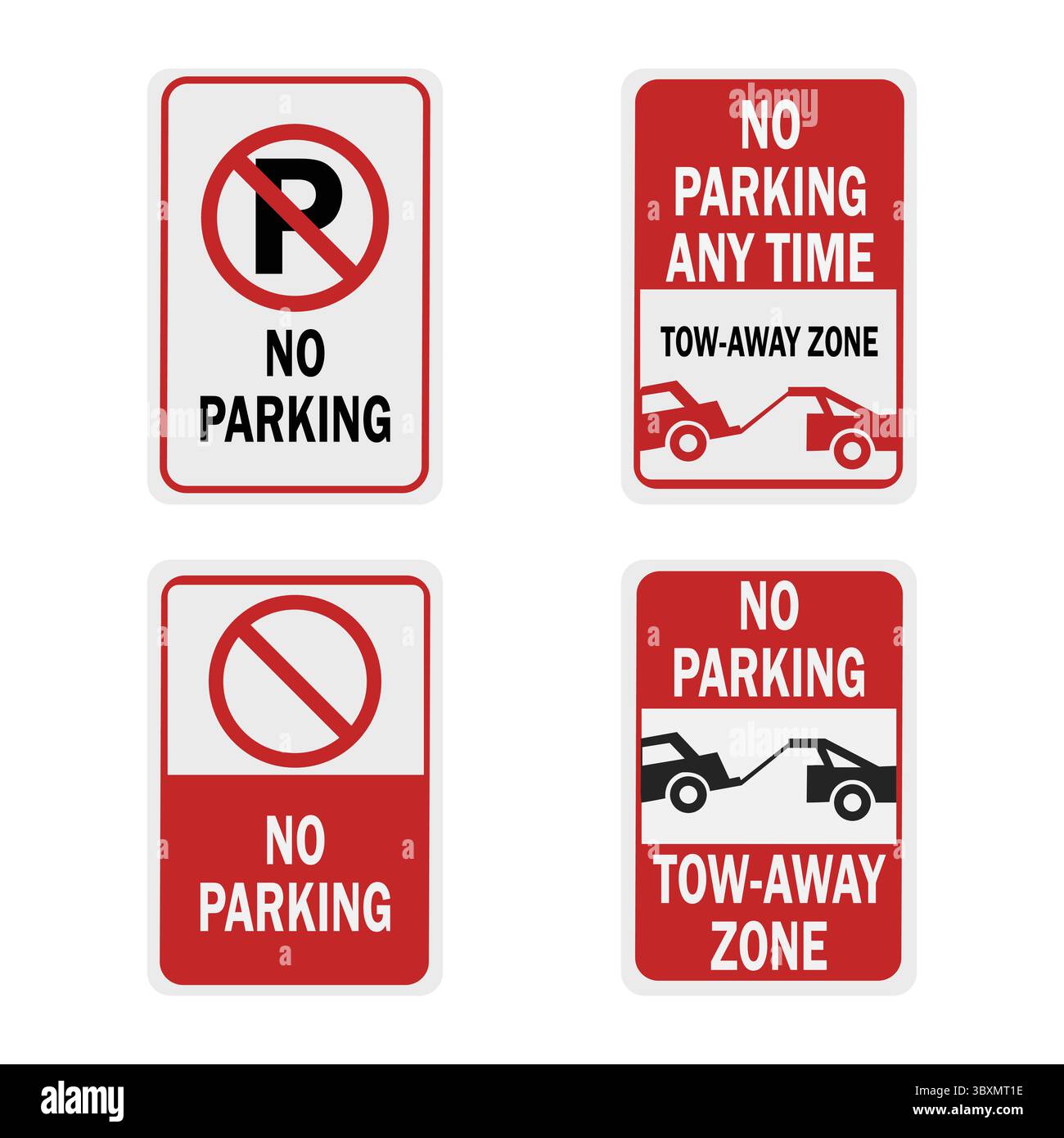 Satz von Schildern ohne Parken Vektor-Illustration Stock Vektor