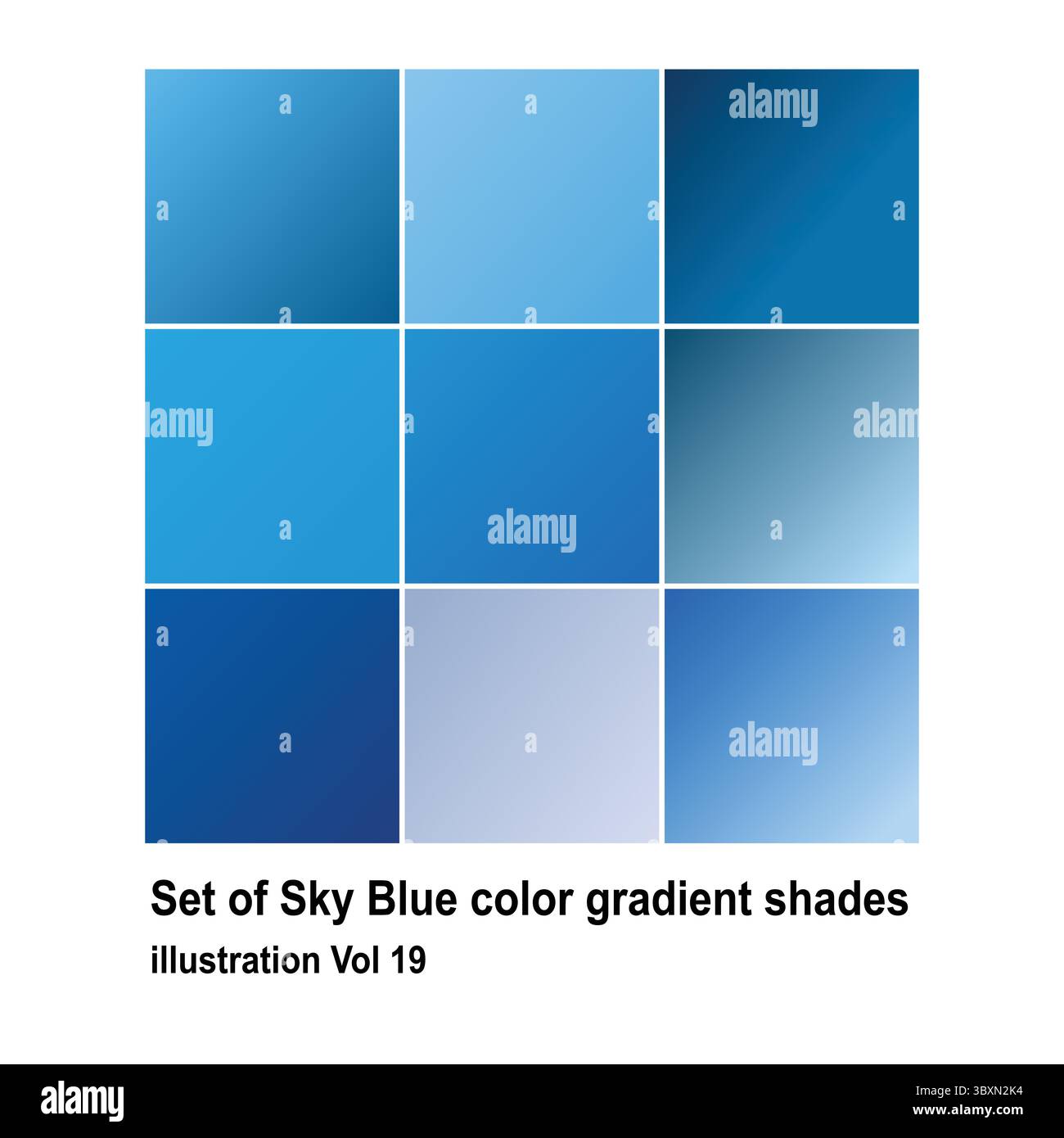 Satz von Himmelblau-Farbverlaufsschattierungen Illustration Band 19 Stock Vektor