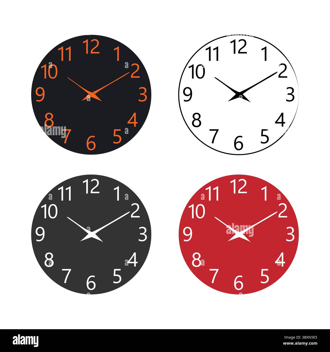 Satz der Handzeichnung der Wanduhr auf weißem Hintergrund Vol 01 Stock Vektor