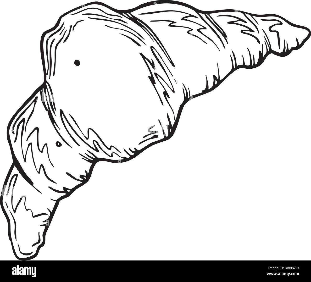 Vektorillustration des Croissants. Detaillierte handgezeichnete Skizze des organischen Produkts. Stock Vektor