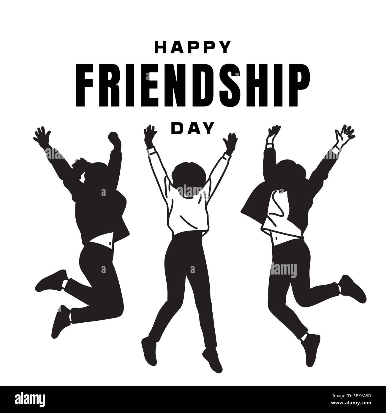 Freundschaftstag Hand gezeichnet Vektor-Illustrationen von besten Freunden umarmen, lachen, zusammen sitzen, Gruppe Freunde Kunstwerke für Karten, Poster, Aufkleber Stock Vektor