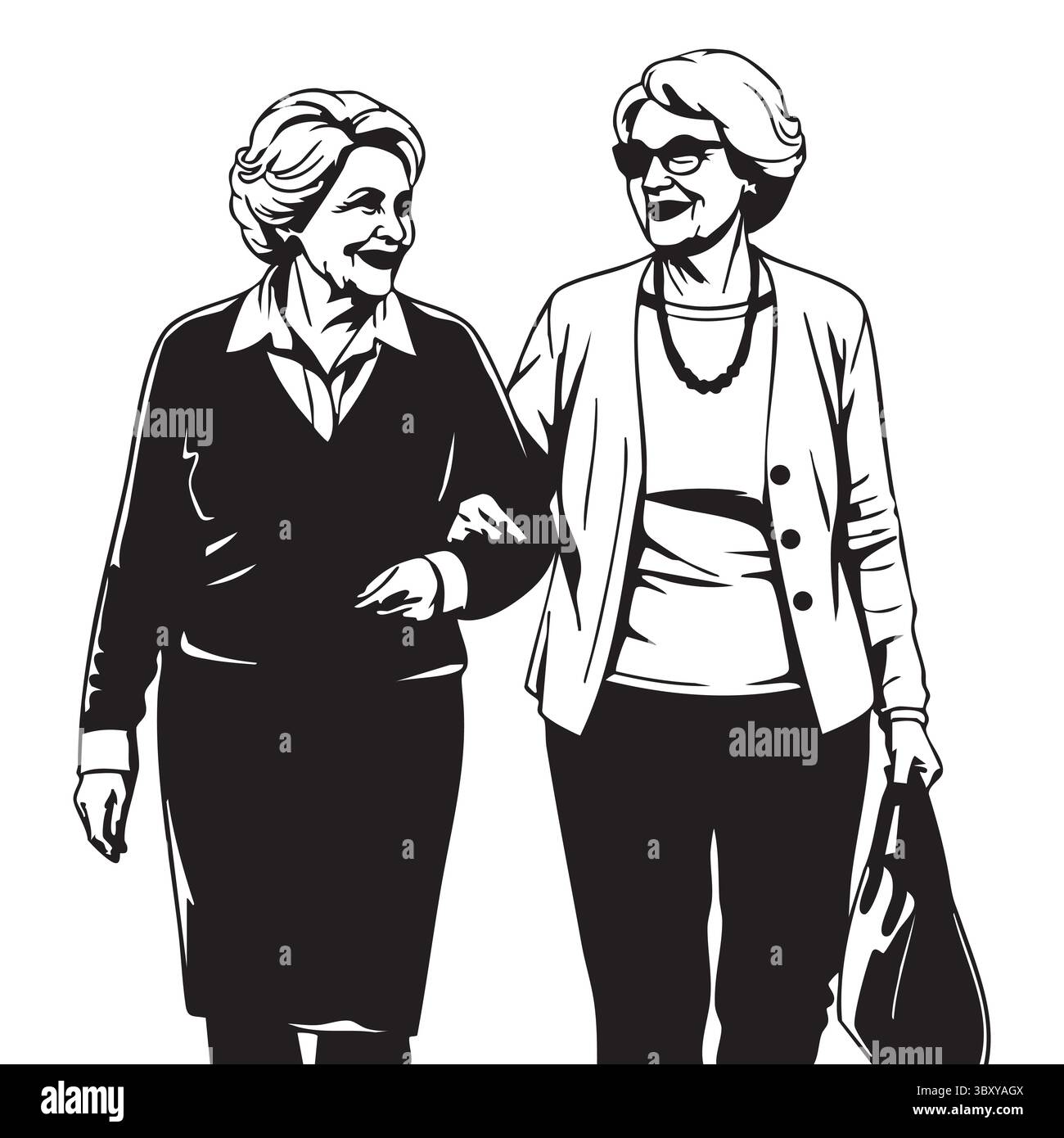 Freundschaftstag Hand gezeichnet Vektor-Illustrationen von besten Freunden umarmen, lachen, zusammen sitzen, Gruppe Freunde Kunstwerke für Karten, Poster, Aufkleber Stock Vektor