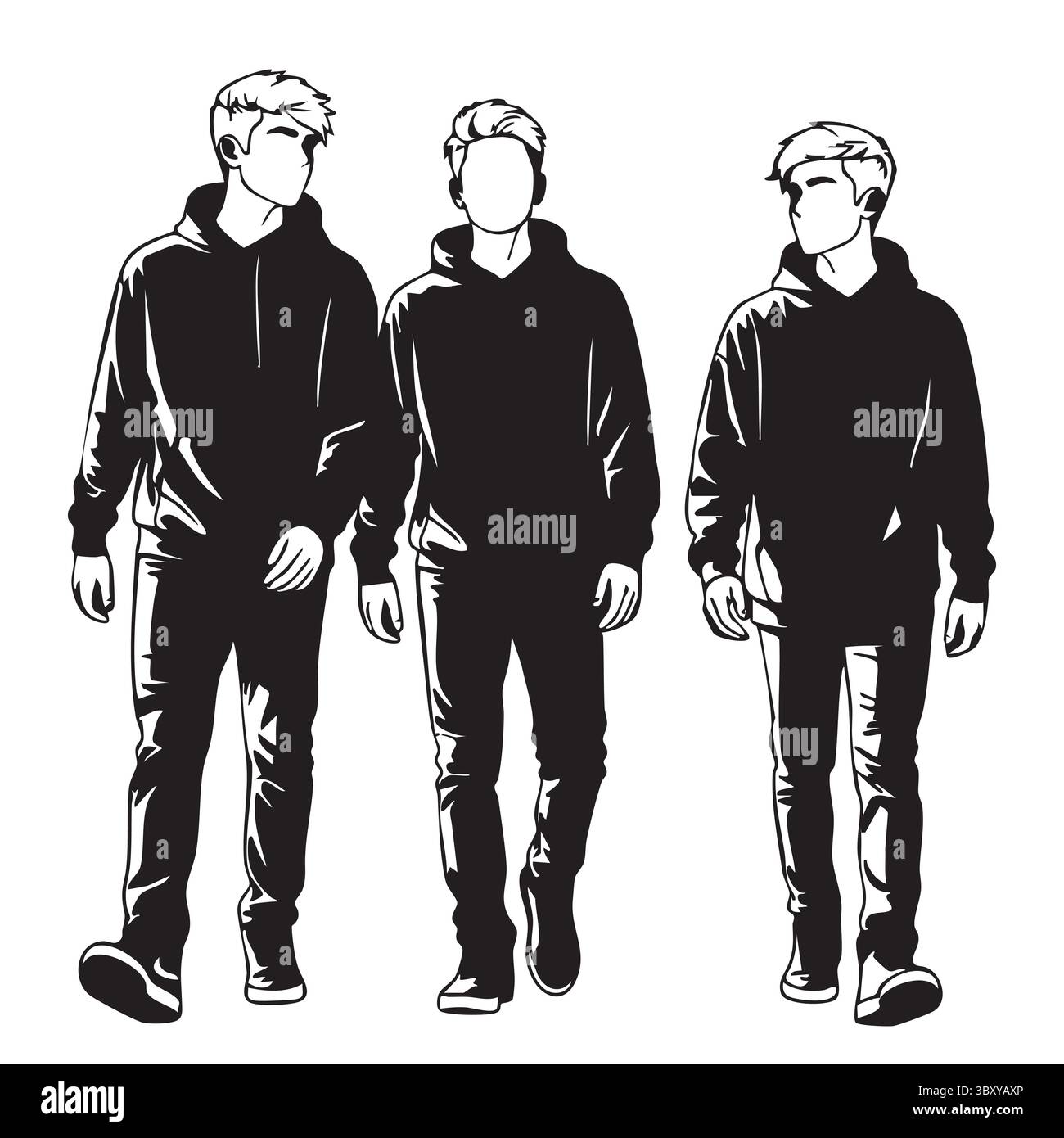 Freundschaftstag Hand gezeichnet Vektor-Illustrationen von besten Freunden umarmen, lachen, zusammen sitzen, Gruppe Freunde Kunstwerke für Karten, Poster, Aufkleber Stock Vektor