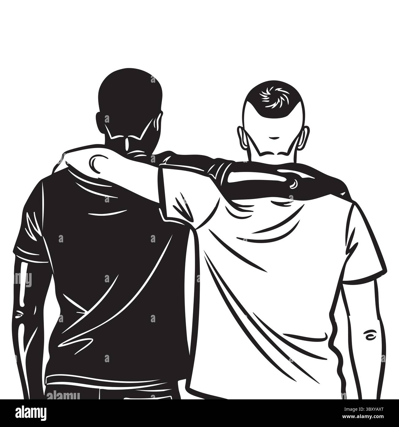 Freundschaftstag Hand gezeichnet Vektor-Illustrationen von besten Freunden umarmen, lachen, zusammen sitzen, Gruppe Freunde Kunstwerke für Karten, Poster, Aufkleber Stock Vektor