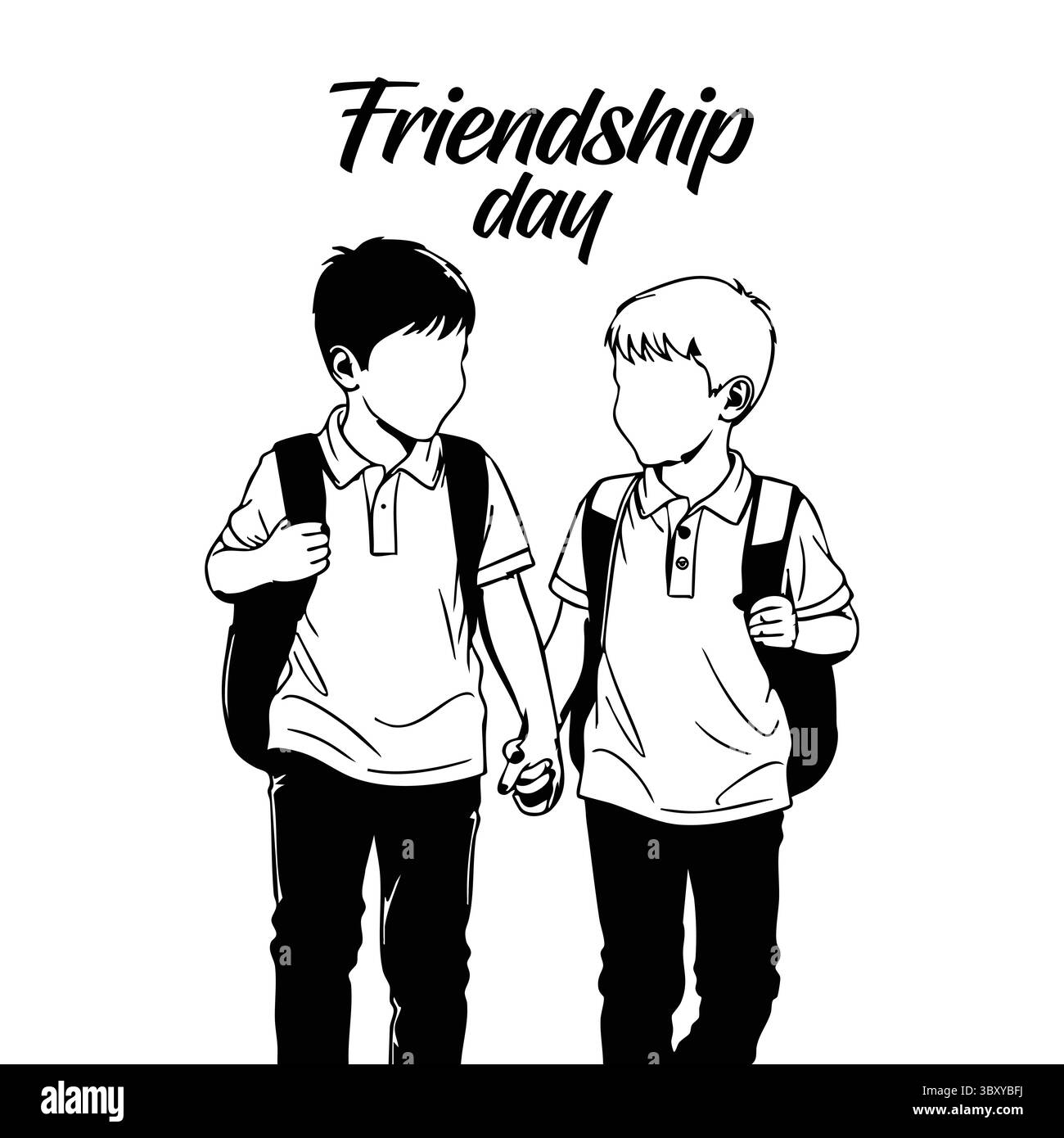 Freundschaftstag Hand gezeichnet Vektor-Illustrationen von besten Freunden umarmen, lachen, zusammen sitzen, Gruppe Freunde Kunstwerke für Karten, Poster, Aufkleber Stock Vektor