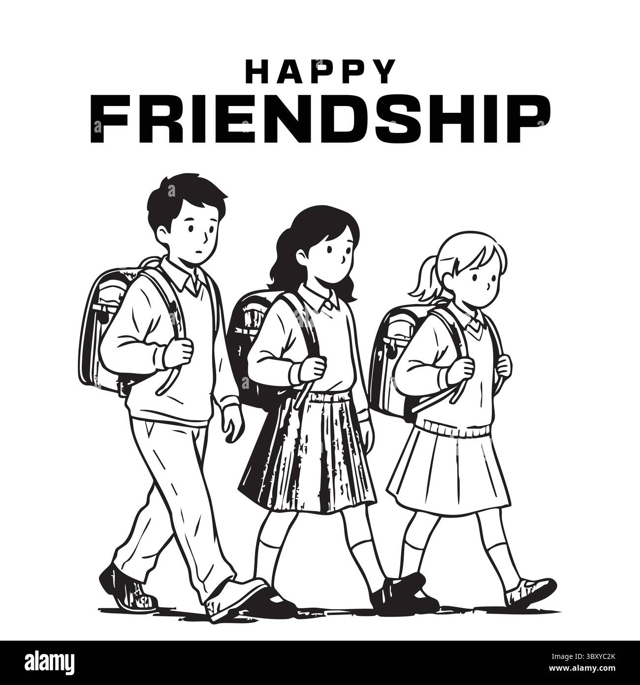 Freundschaftstag Hand gezeichnet Vektor-Illustrationen von besten Freunden umarmen, lachen, zusammen sitzen, Gruppe Freunde Kunstwerke für Karten, Poster, Aufkleber Stock Vektor