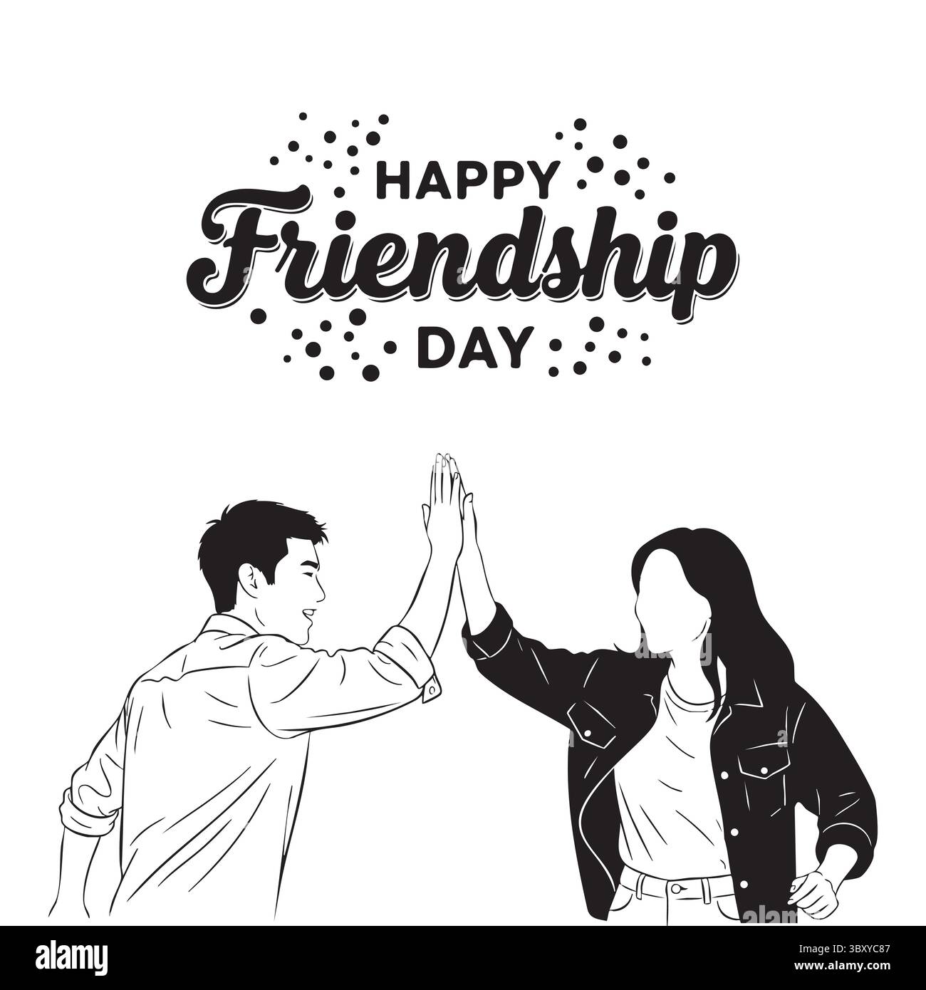 Freundschaftstag Hand gezeichnet Vektor-Illustrationen von besten Freunden umarmen, lachen, zusammen sitzen, Gruppe Freunde Kunstwerke für Karten, Poster, Aufkleber Stock Vektor