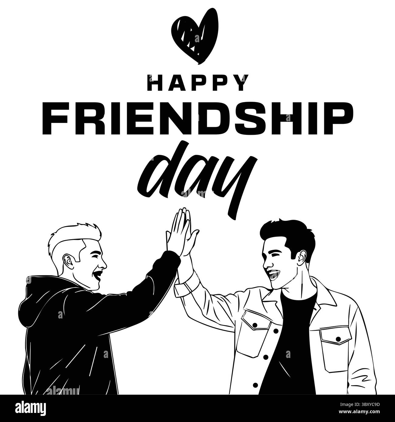 Freundschaftstag Hand gezeichnet Vektor-Illustrationen von besten Freunden umarmen, lachen, zusammen sitzen, Gruppe Freunde Kunstwerke für Karten, Poster, Aufkleber Stock Vektor