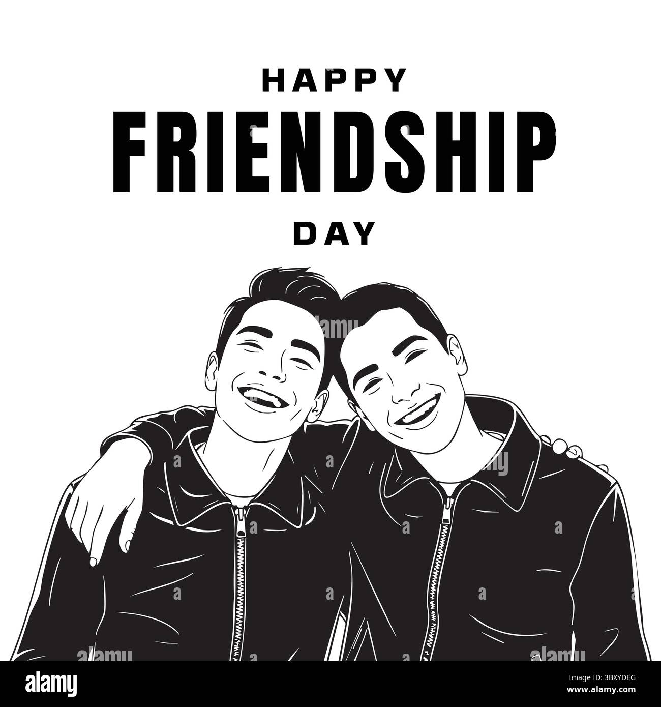 Freundschaftstag Hand gezeichnet Vektor-Illustrationen von besten Freunden umarmen, lachen, zusammen sitzen, Gruppe Freunde Kunstwerke für Karten, Poster, Aufkleber Stock Vektor