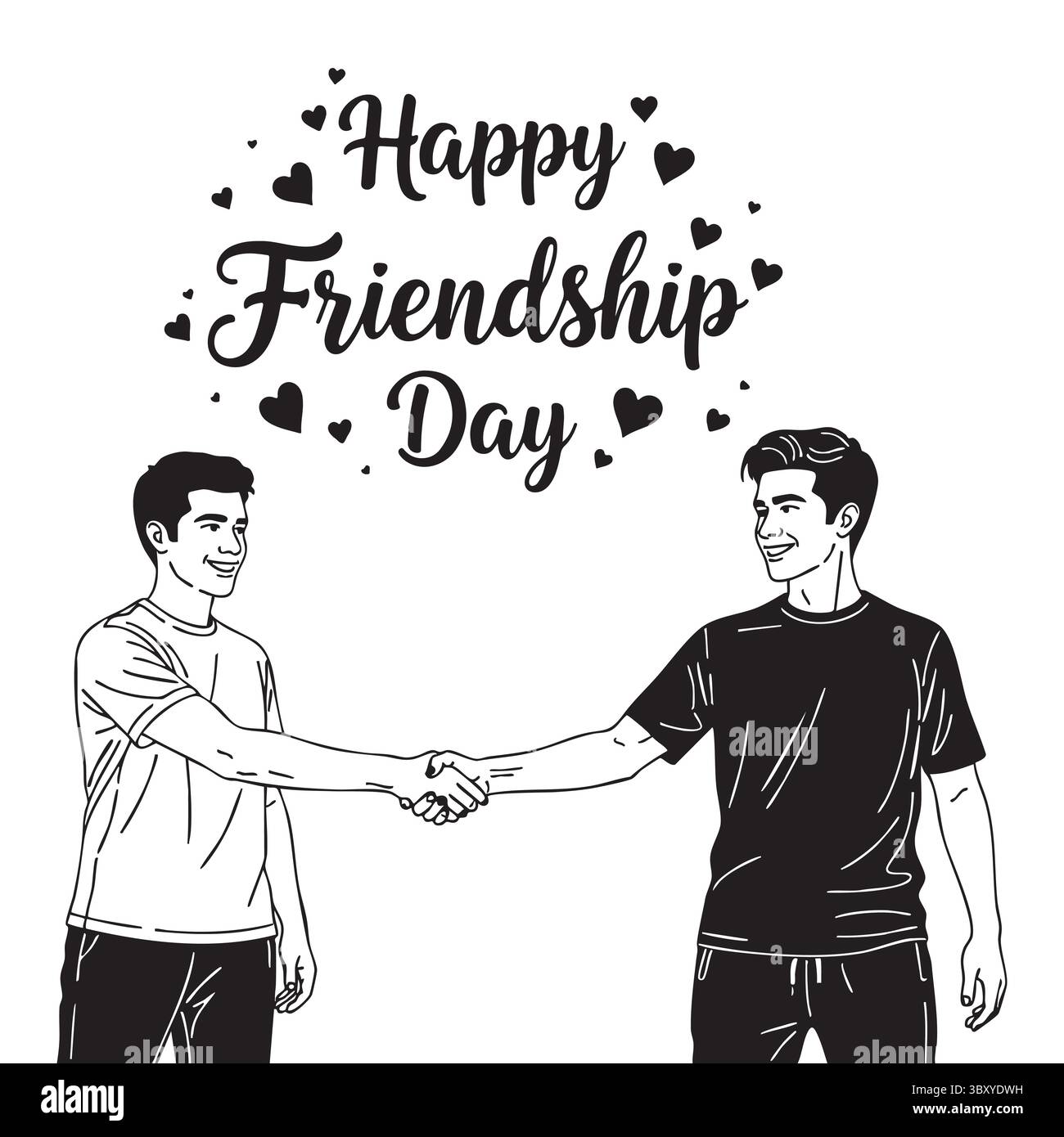 Freundschaftstag Hand gezeichnet Vektor-Illustrationen von besten Freunden umarmen, lachen, zusammen sitzen, Gruppe Freunde Kunstwerke für Karten, Poster, Aufkleber Stock Vektor