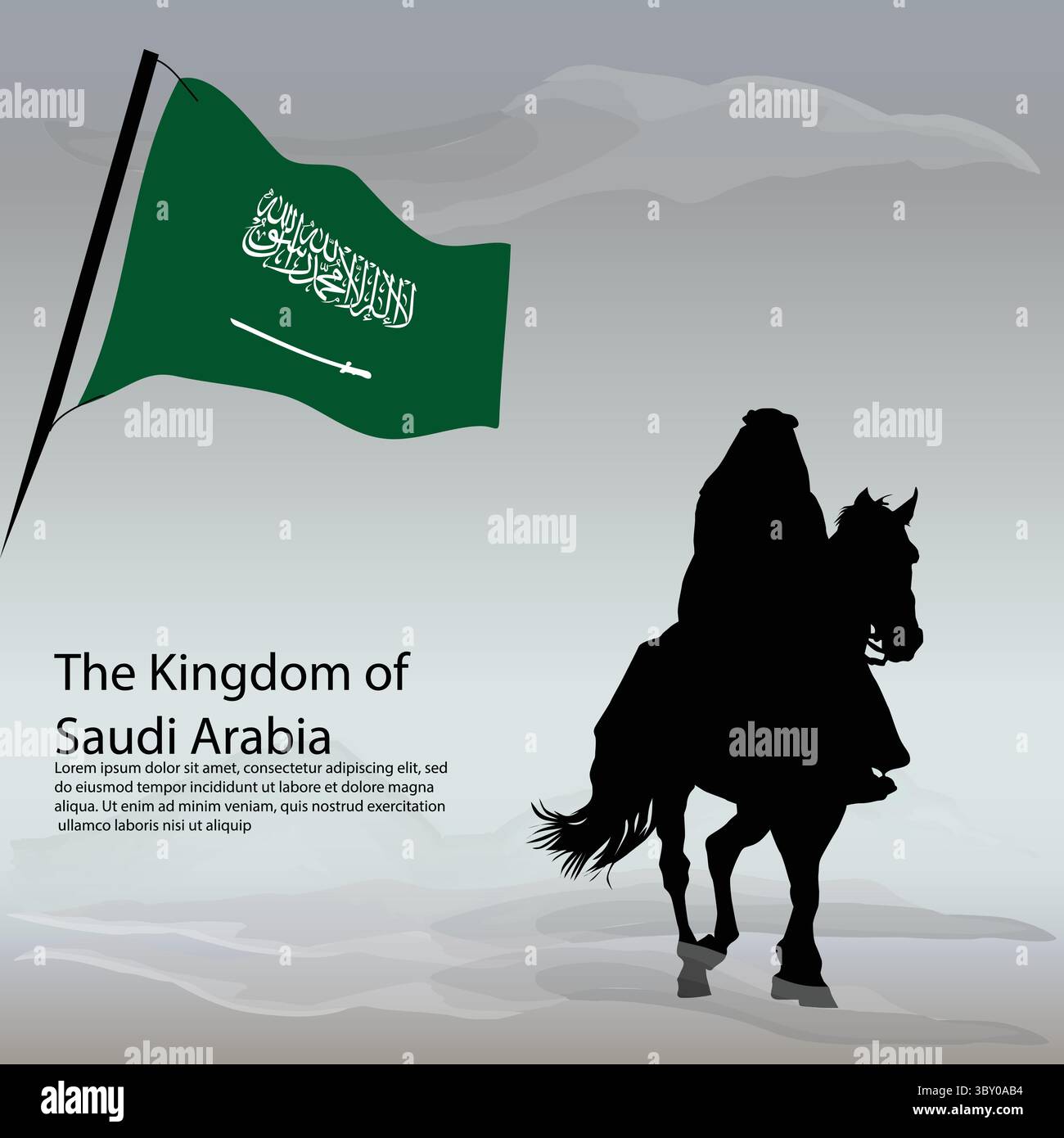 Das Königreich Saudi-Arabien Mann, der in der Wüste wandert Illustration Vol. 01 Stock Vektor