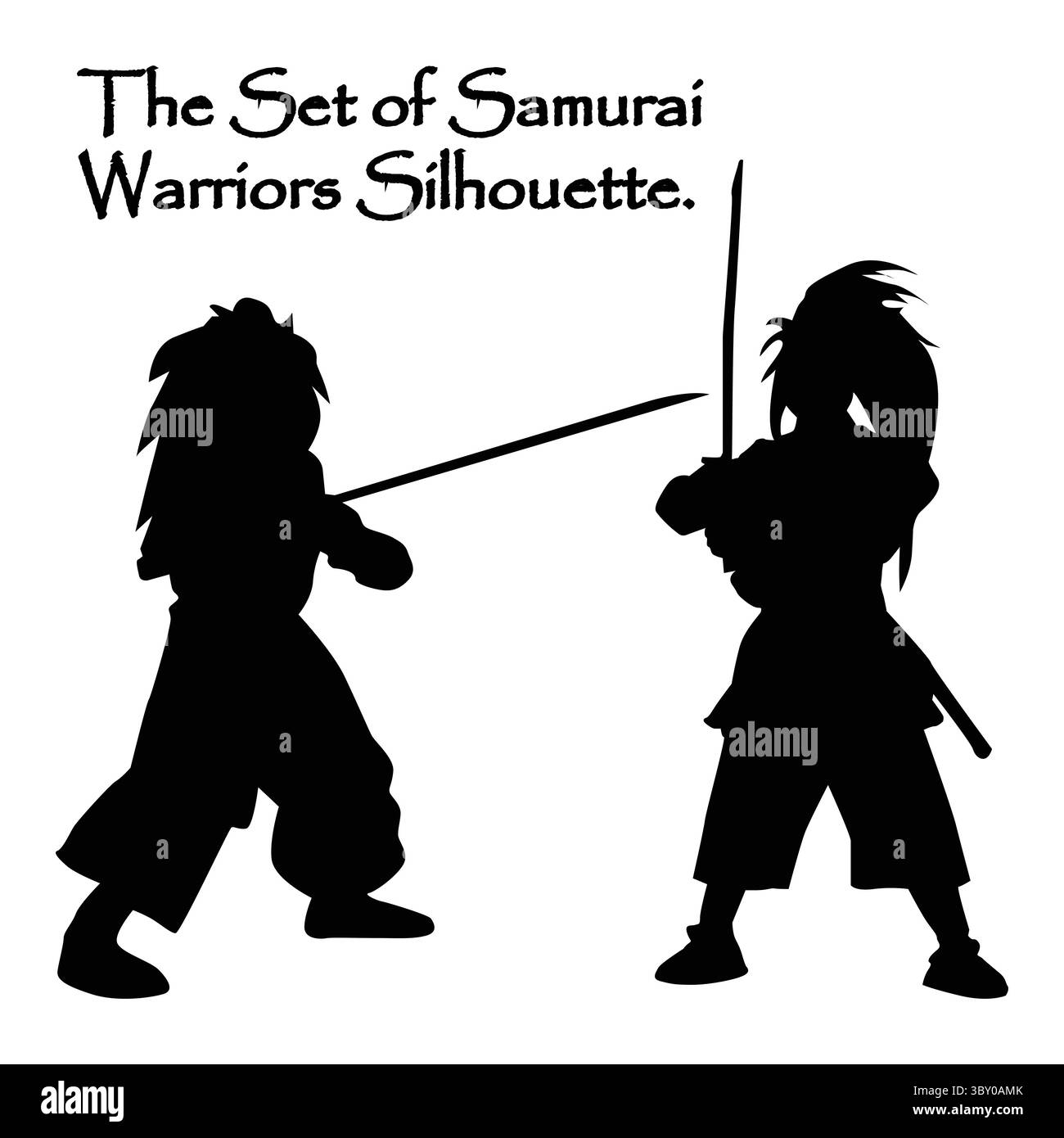 Das Set der Samurai Warriors Silhouette. Krieger der Klingen Vol. 04 Stock Vektor